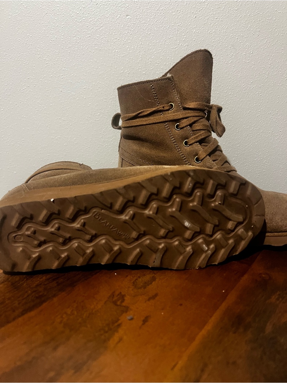 BearPaw Brown Suede Ankle Boots with Treaded Rubber Sole - Picture 3 of 4